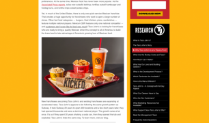 Taco Johns Franchise Website Snippet