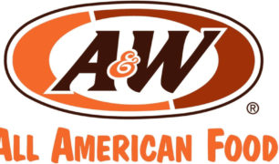 A&W logo rendered in orange and brown, with the words All American Food underneath the A&W